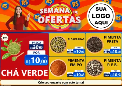 Modelo de Encarte para Encarte A4 Horizontal com o tema Semana de Ofertas para Produtos Naturais