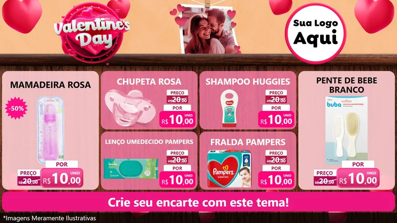 Modelo de TV para TV Horizontal com o tema Valentine's Day para Bebês