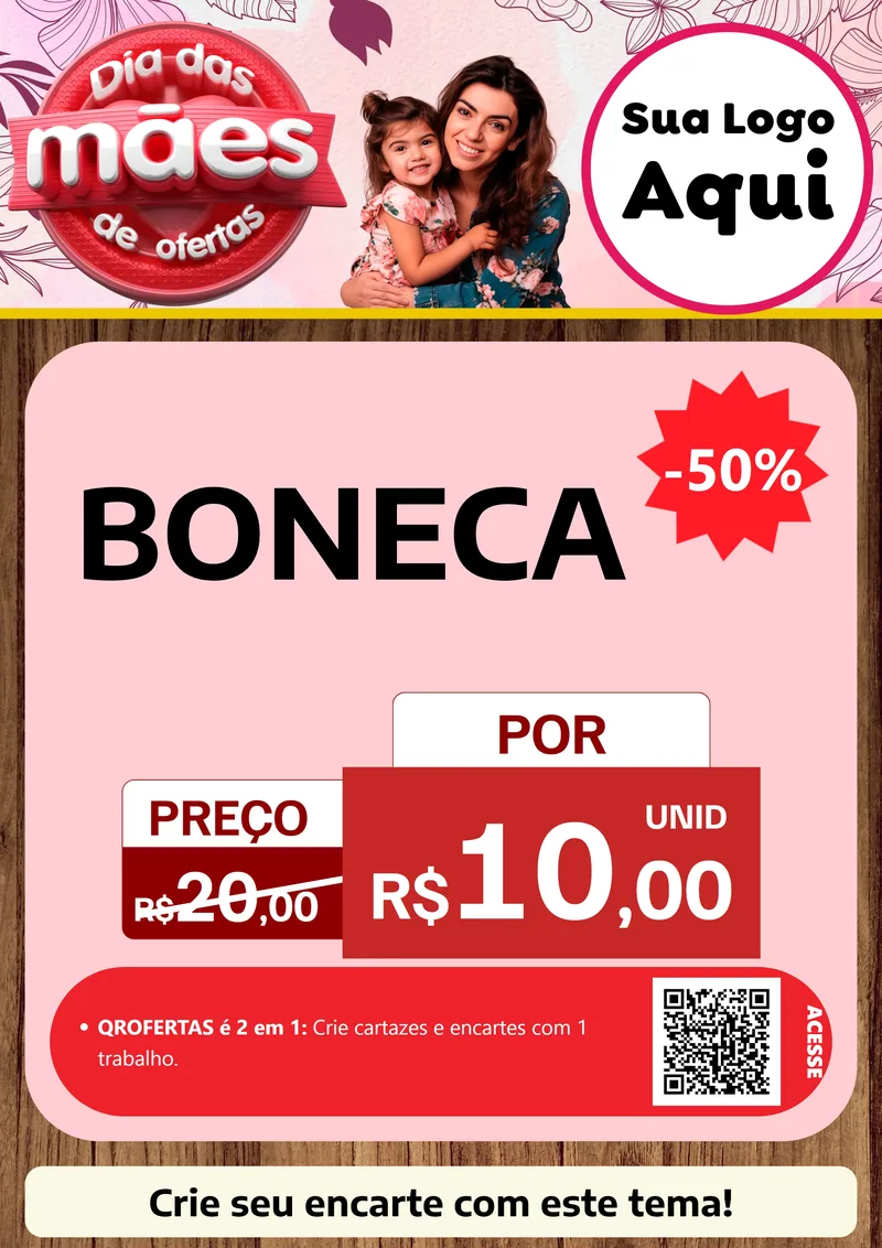 Modelo de Cartaz para Cartaz A4 Vertical com o tema Dia Das Mães De Ofertas para Brinquedos