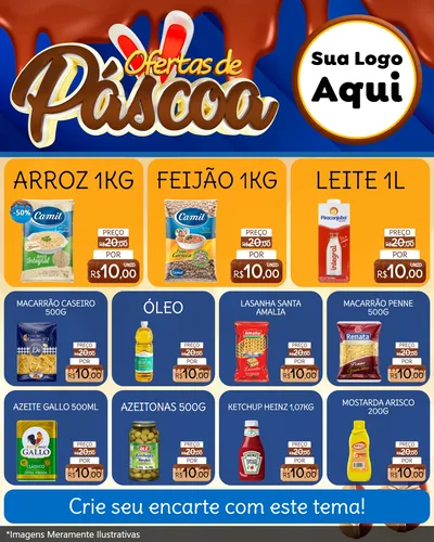 Modelo de Rede Social para Feed Instagram com o tema Ofertas de Páscoa para Supermercado