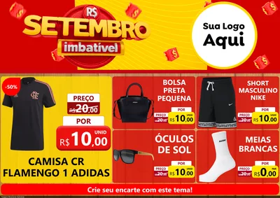 Modelo de Encarte para Encarte A4 Horizontal com o tema Setembro Imbatível para Roupas e acessórios