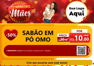 Modelo de Cartaz para Cartaz A4 Horizontal com o tema Semana das Mães para Produtos de Limpeza