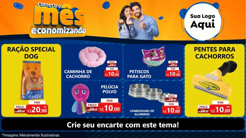 Modelo de TV para TV Horizontal com o tema Comece O Mês Economizando para Pet Shop