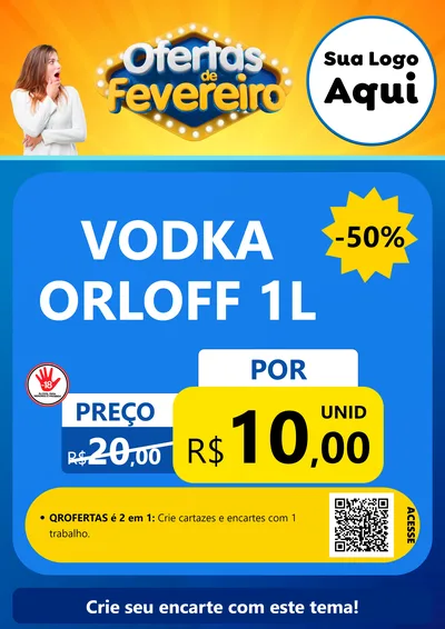 Modelo de Cartaz para Cartaz A4 Vertical com o tema Ofertas de Fevereiro para Distribuidora de bebidas