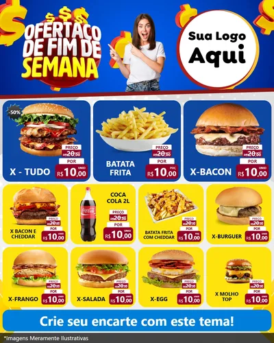 Modelo de Rede Social para Feed Instagram com o tema Ofertaço de Fim de Semana para Hamburgueria