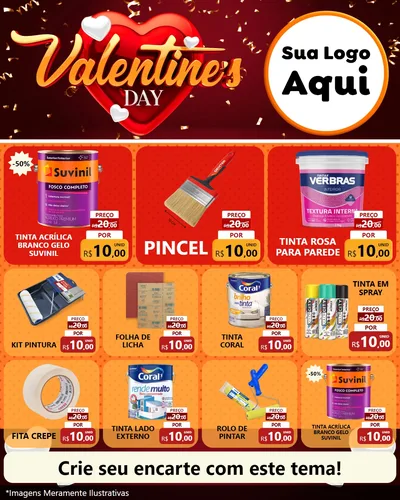 Modelo de Rede Social para Feed Instagram com o tema Valentine's Day para Tintas e Ferramentas