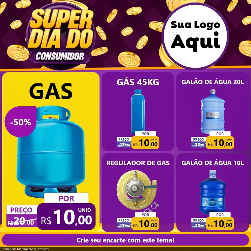 Modelo de Rede Social para Feed Facebook com o tema Super Dia do Consumidor para Água e gás