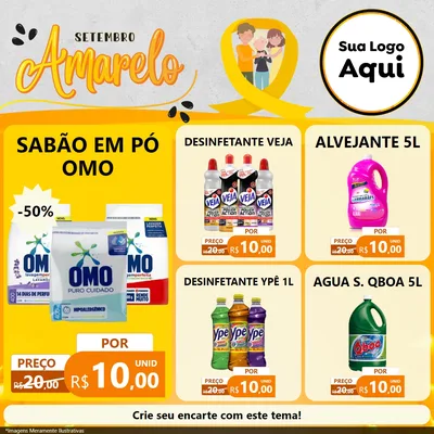 Modelo de Rede Social para Feed Facebook com o tema Setembro Amarelo para Produtos de Limpeza