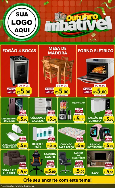 Modelo de Encarte para Encarte Grande com o tema Outubro Imbatível para Móveis e Eletro