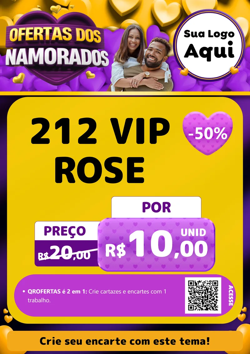 Modelo de Cartaz para Cartaz A4 Vertical com o tema Oferta Dos Namorados para Perfumes