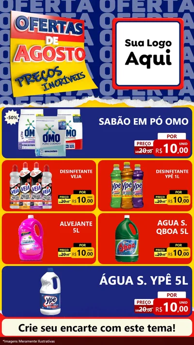 Modelo de TV para TV Vertical com o tema Ofertas de Agosto - Preços Incríveis para Produtos de Limpeza