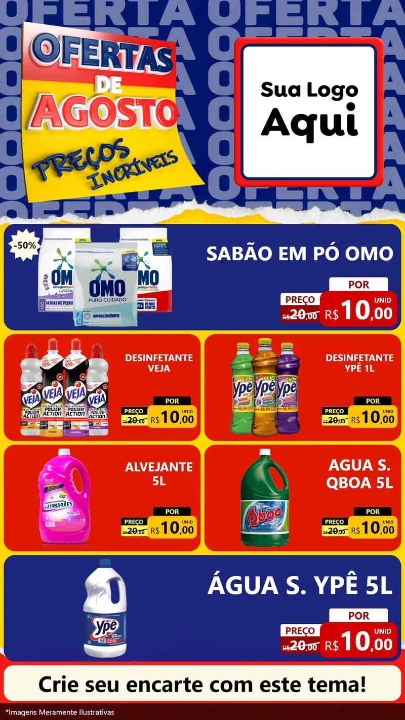 Modelo de TV para TV Vertical com o tema Ofertas de Agosto - Preços Incríveis para Produtos de Limpeza