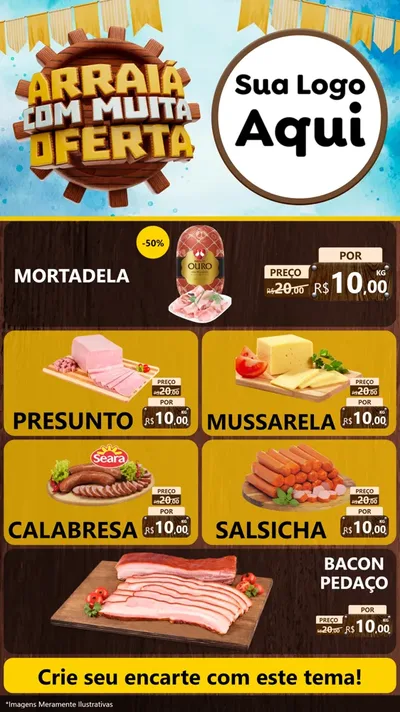 Modelo de TV para TV Vertical com o tema Ofertas de São João - Junina para Frios e Laticínios