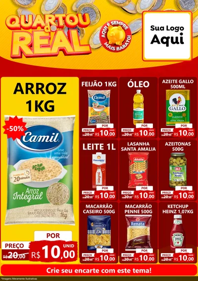 Modelo de Encarte para Encarte A4 Vertical com o tema Quartou do Real para Supermercado
