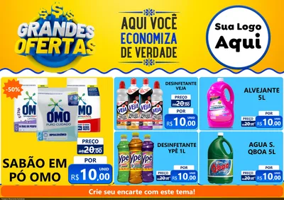 Modelo de Encarte para Encarte A4 Horizontal com o tema Grandes Ofertas para Produtos de Limpeza