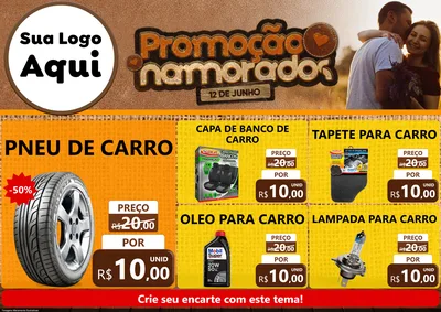 Modelo de Encarte para Encarte A4 Horizontal com o tema Promoção Namorados para Auto peças