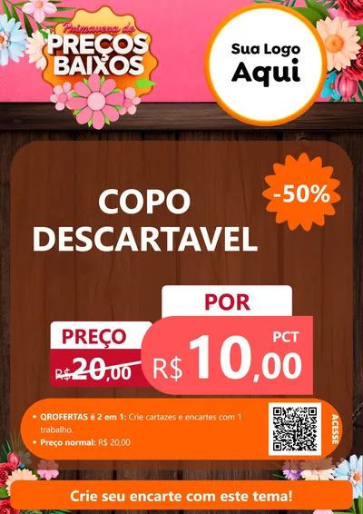 Modelo de Cartaz para Cartaz A4 Vertical com o tema Primavera de Preços Baixos para Embalagens