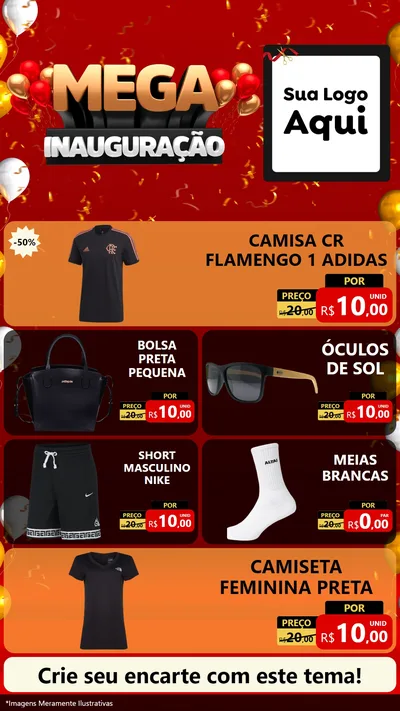 Modelo de TV para TV Vertical com o tema Mega Inauguração para Roupas e acessórios