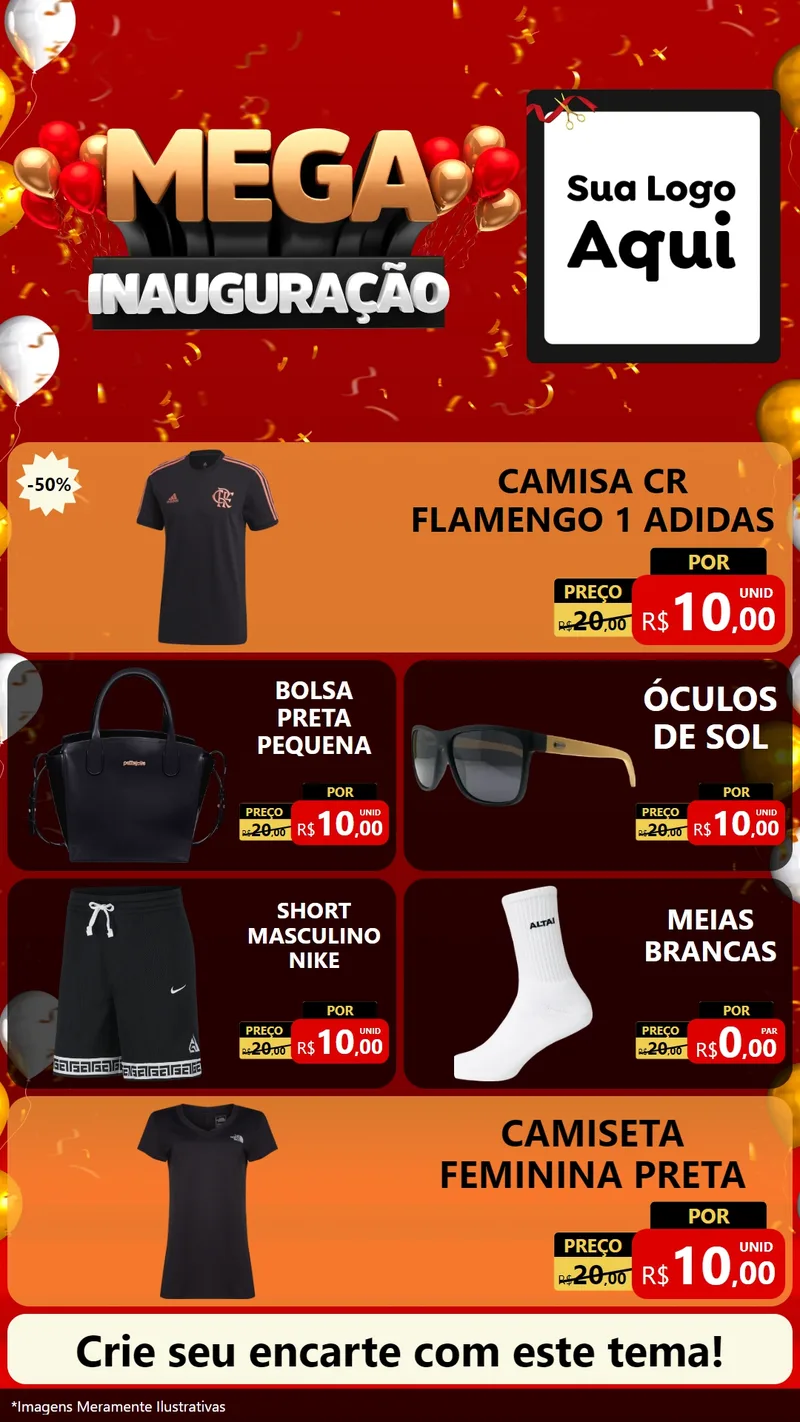 Modelo de TV para TV Vertical com o tema Mega Inauguração para Roupas e acessórios