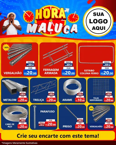 Modelo de Rede Social para Feed Instagram com o tema Hora Maluca para Ferragens