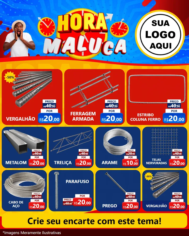 Modelo de Rede Social para Feed Instagram com o tema Hora Maluca para Ferragens