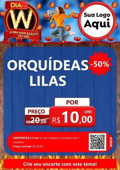 Modelo de Cartaz para Cartaz A4 Vertical com o tema Dia W - O Dia Mais Barato Do Mês para Floricultura e jardim