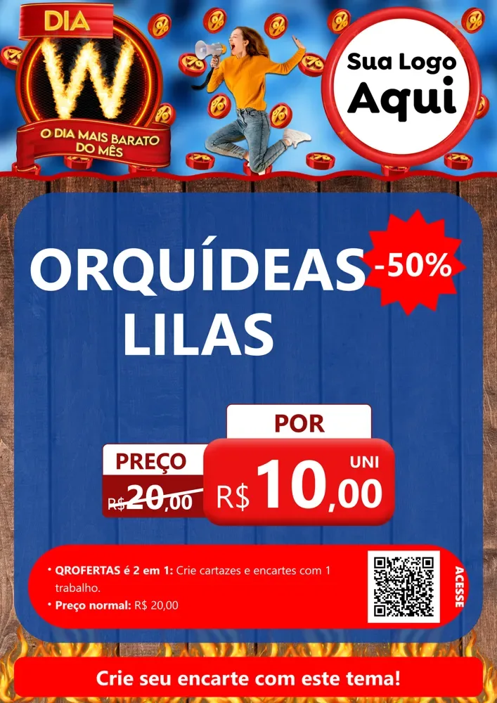 Modelo de Cartaz para Cartaz A4 Vertical com o tema Dia W - O Dia Mais Barato Do Mês para Floricultura e jardim