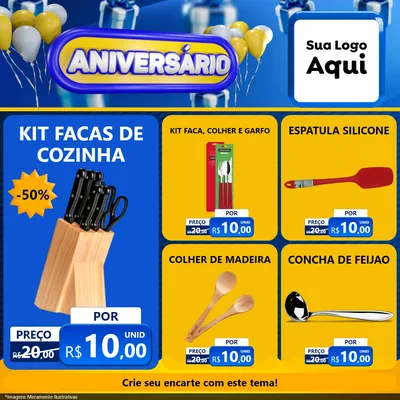 Modelo de Rede Social para Feed Facebook com o tema Aniversário para Utilidades Domésticas