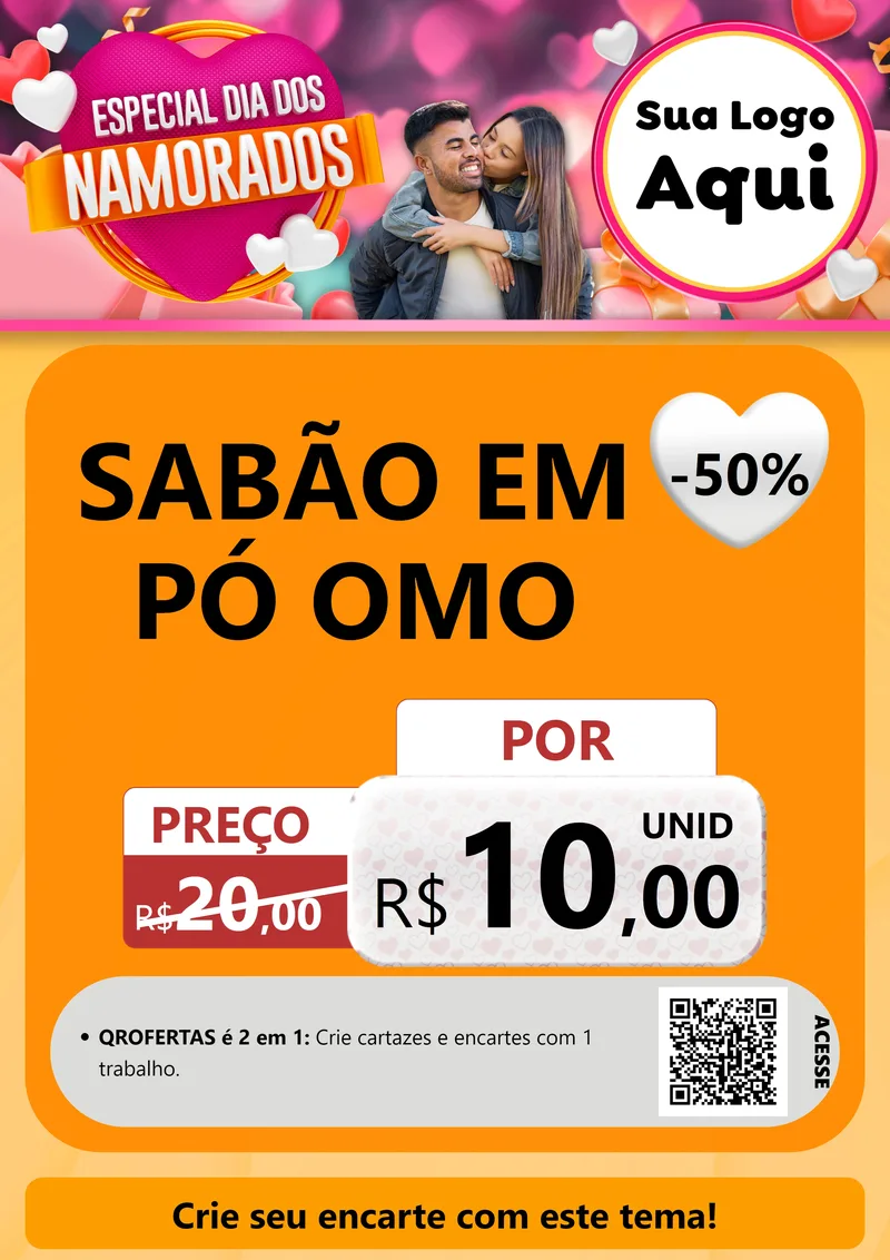 Modelo de Cartaz para Cartaz A4 Vertical com o tema Especial Dia dos Namorados para Produtos de Limpeza