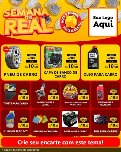 Modelo de Rede Social para Feed Instagram com o tema Semana do Real para Auto peças