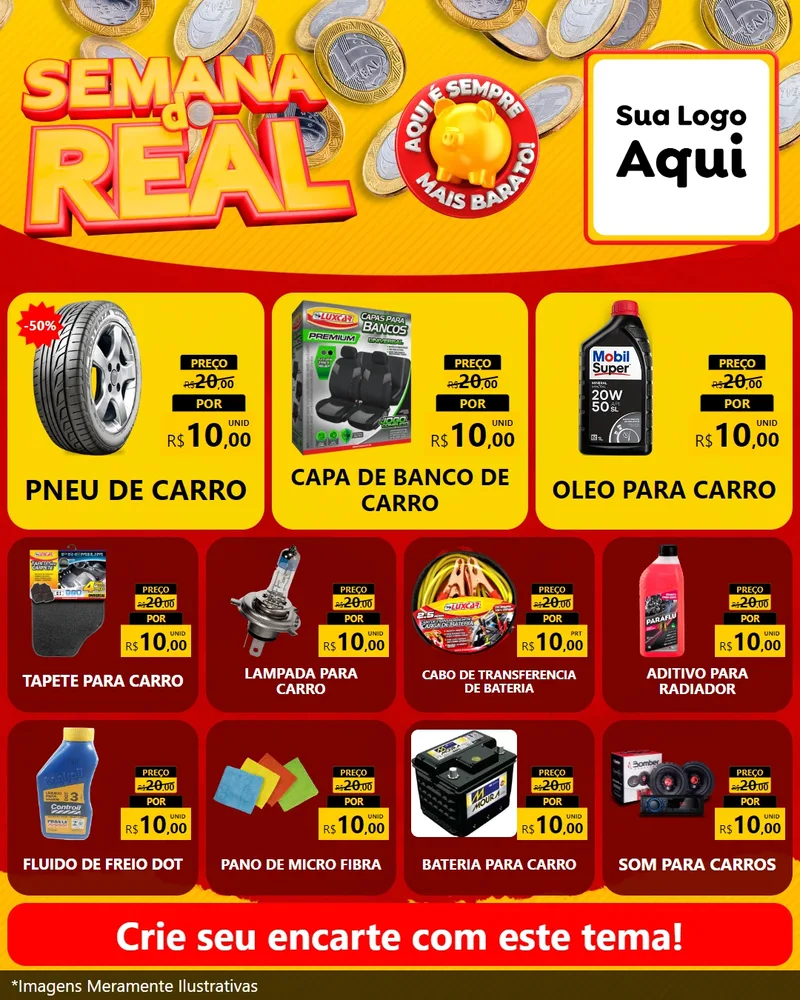 Modelo de Rede Social para Feed Instagram com o tema Semana do Real para Auto peças