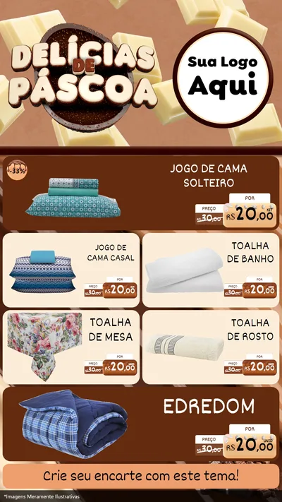 Modelo de TV para TV Vertical com o tema Delícias de Páscoa para Cama, Mesa e Banho