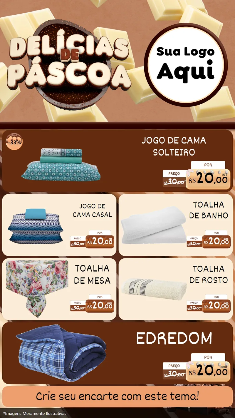 Modelo de TV para TV Vertical com o tema Delícias de Páscoa para Cama, Mesa e Banho