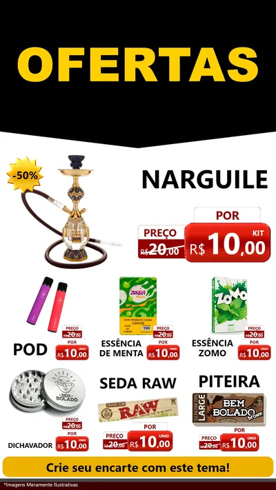 Modelo de Rede Social para Stories com o tema Ofertas Preto e Vermelho Cartaz para Tabacaria