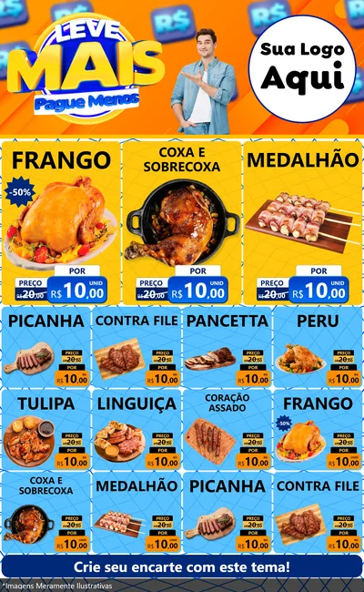 Modelo de Encarte para Encarte Grande com o tema Leve Mais, Pague Menos para Assados