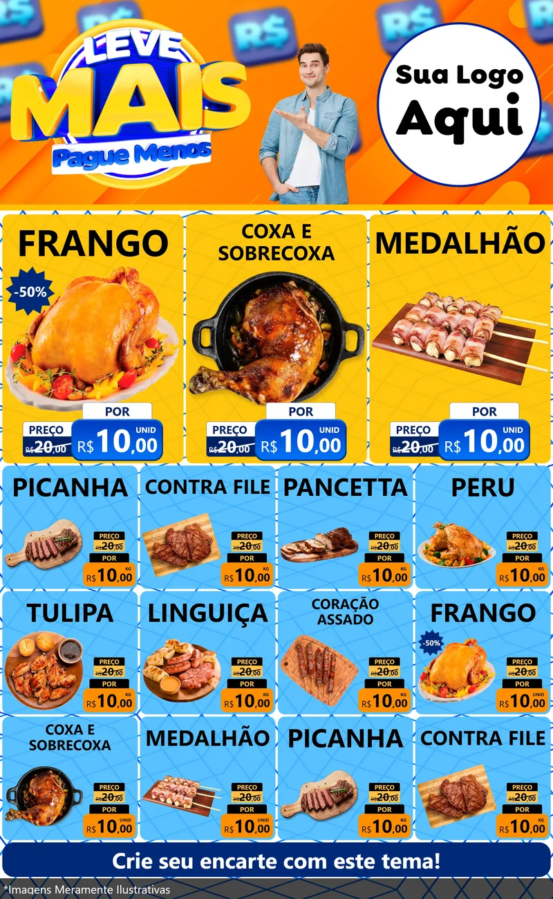 Modelo de Encarte para Encarte Grande com o tema Leve Mais, Pague Menos para Assados