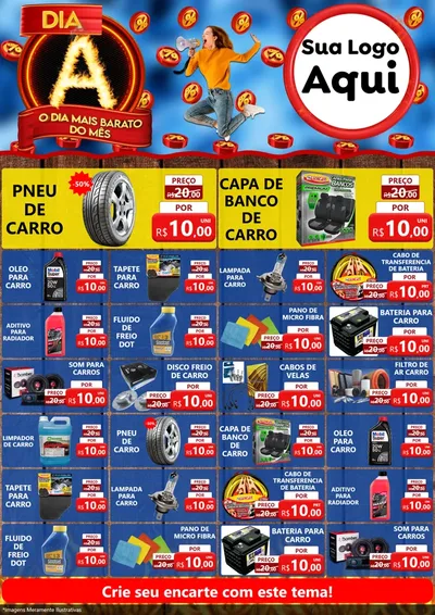 Modelo de Encarte para Encarte A4 Vertical com o tema Dia A - O Dia Mais Barato Do Mês para Auto peças