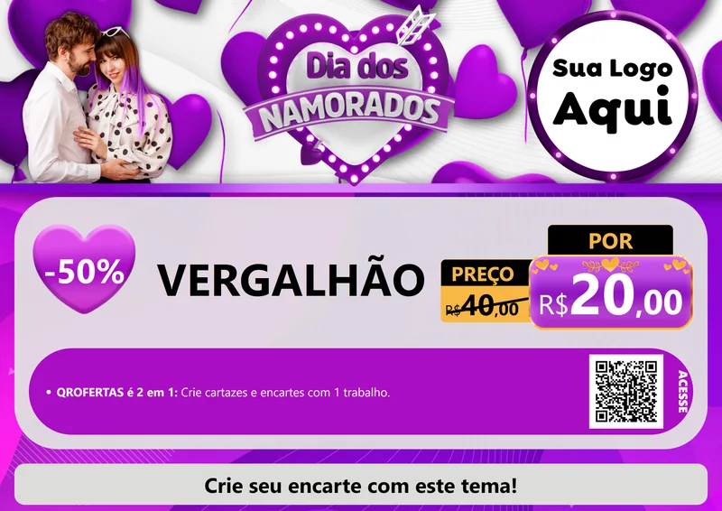 Modelo de Cartaz para Cartaz A4 Horizontal com o tema Dia dos Namorados para Ferragens