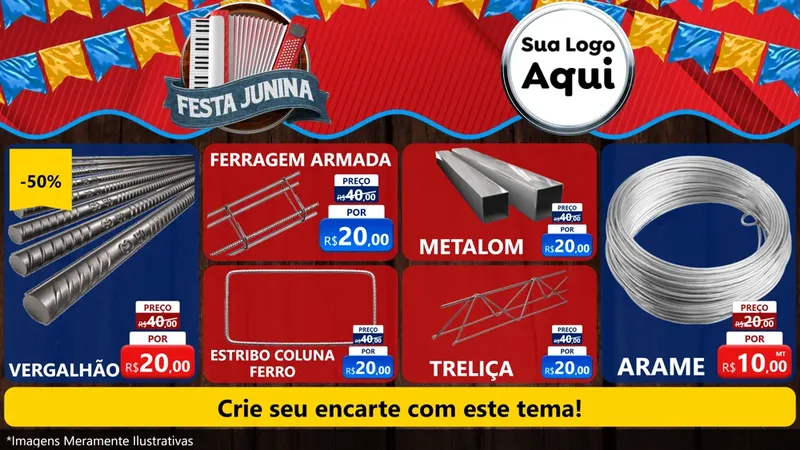 Modelo de TV para TV Horizontal com o tema Festa Junina para Ferragens