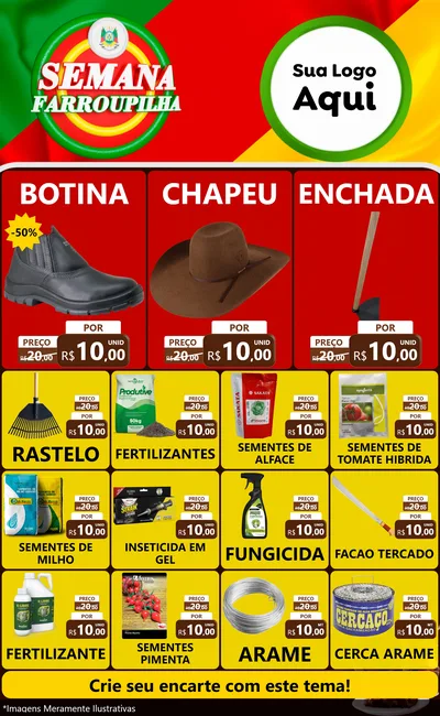 Modelo de Encarte para Encarte Grande com o tema Semana Farroupilha para Agropecuária