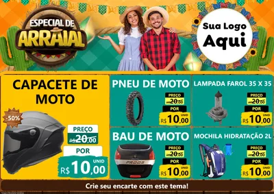 Modelo de Encarte para Encarte A4 Horizontal com o tema Especial De Arraial para Moto peças