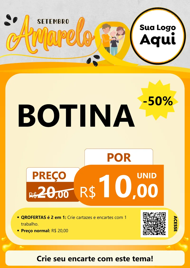 Modelo de Cartaz para Cartaz A4 Vertical com o tema Setembro Amarelo para Agropecuária