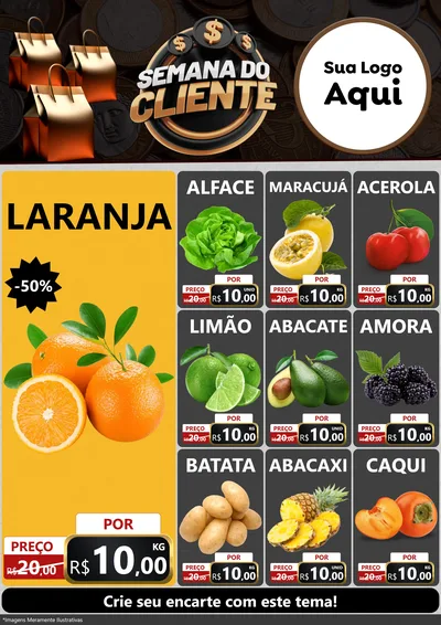 Modelo de Encarte para Encarte A4 Vertical com o tema Semana do Cliente para Hortifrúti