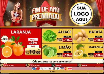 Modelo de Encarte para Encarte A4 Horizontal com o tema Fim de Ano Premiado para Hortifrúti