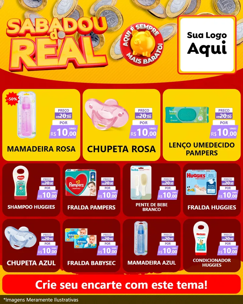 Modelo de Rede Social para Feed Instagram com o tema Sabadou do Real para Bebês
