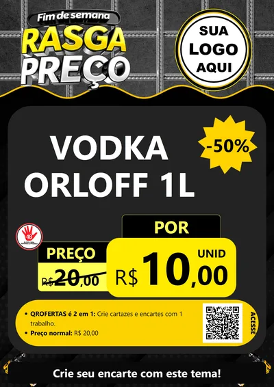 Modelo de Cartaz para Cartaz A4 Vertical com o tema Fim de Semana Rasga Preço para Distribuidora de bebidas