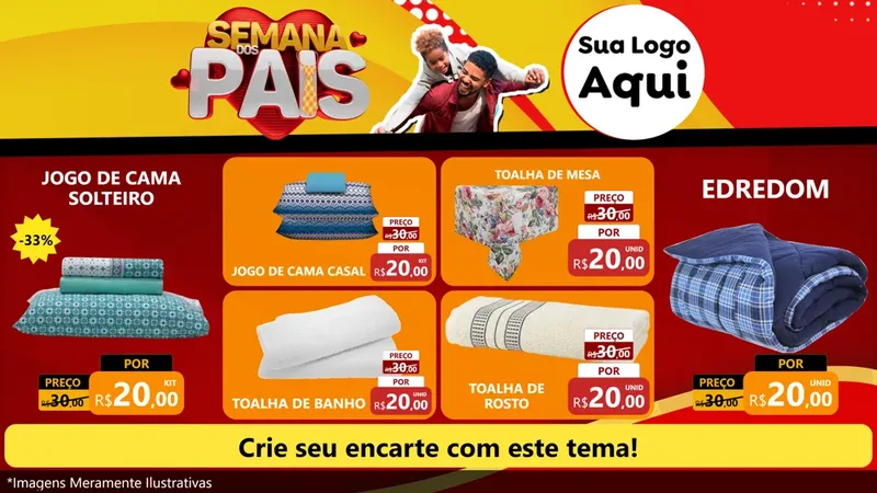 Modelo de TV para TV Horizontal com o tema Semana Dos Pais para Cama, Mesa e Banho