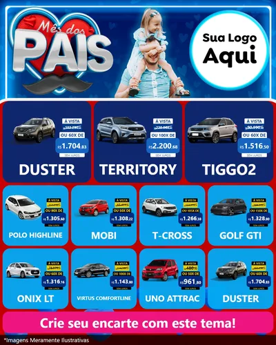 Modelo de Rede Social para Feed Instagram com o tema Mês Dos Pais para Concessionaria de Carros
