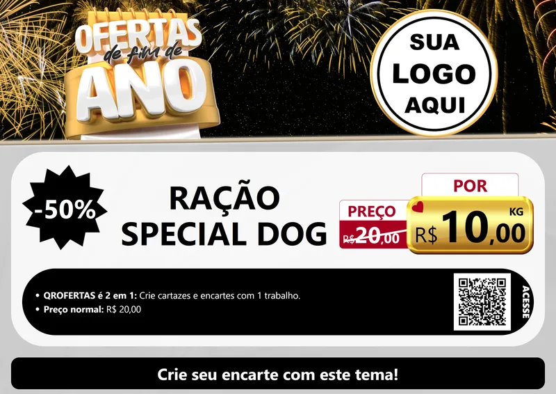Modelo de Cartaz para Cartaz A4 Horizontal com o tema Ofertas de Fim de Ano para Pet Shop