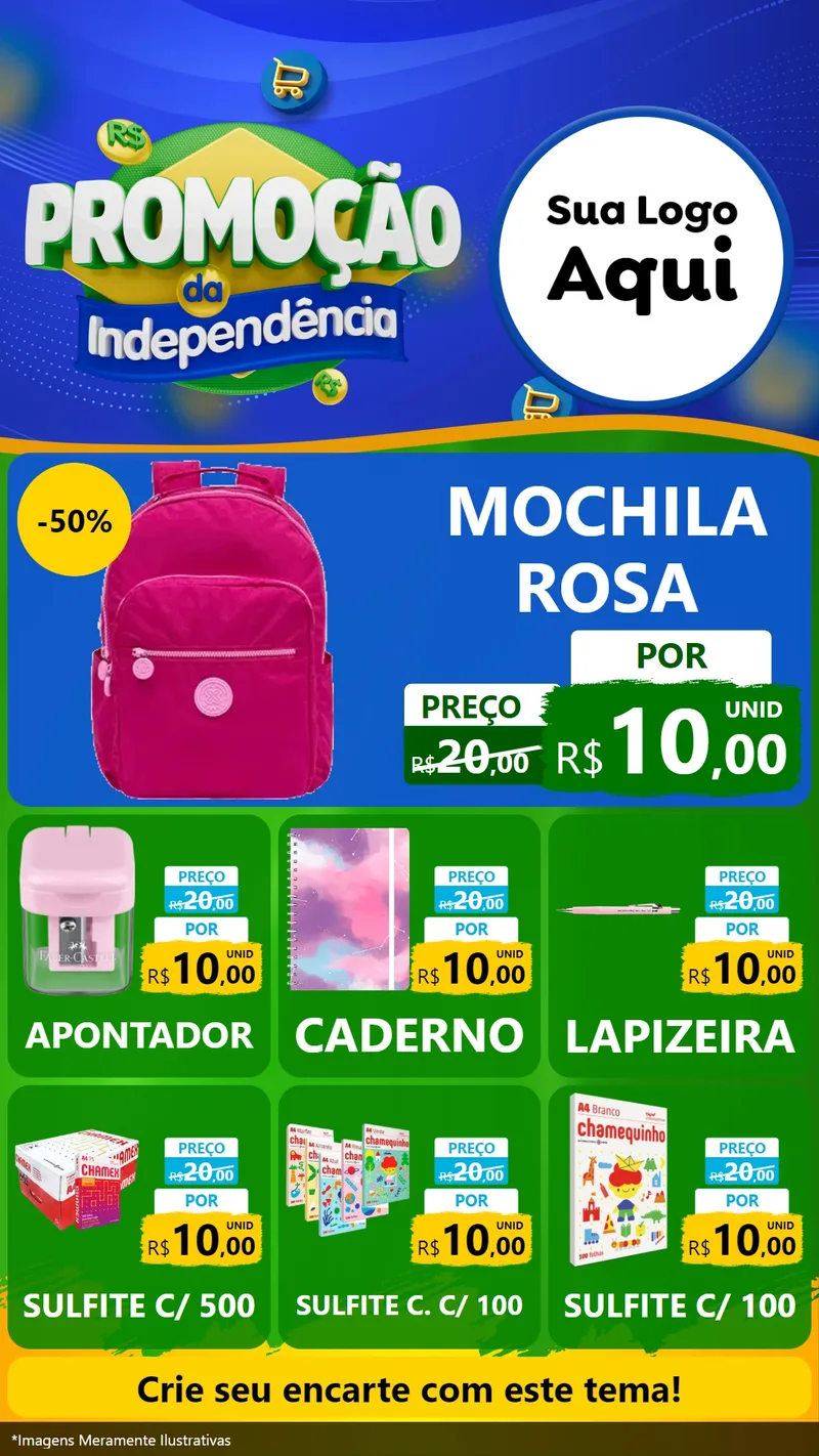 Modelo de Rede Social para Stories com o tema Promoção da Independência para Papelaria
